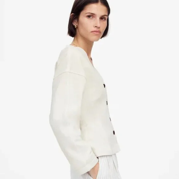 NWT Madewell Off White Darted Cardigan Sweatshirt - Size: XXS